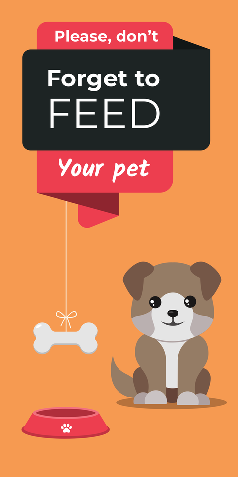 Feed Your Pet Dog With Bone Cartoon Animal Sign Template